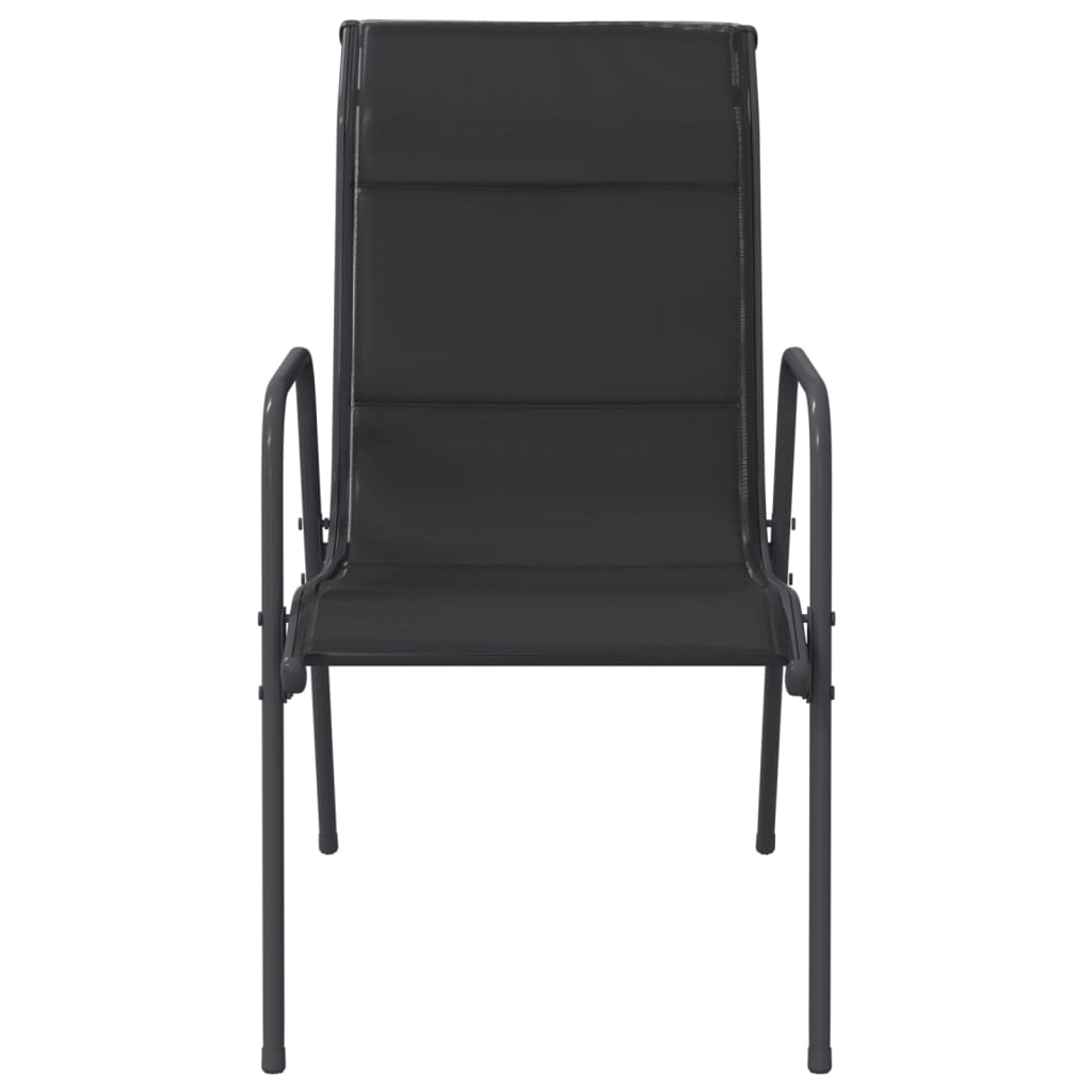 vidaXL Patio Chairs Outdoor Stack Chair for Patio Steel and Textilene Black-11