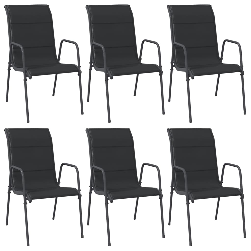 vidaXL Patio Chairs Outdoor Stack Chair for Patio Steel and Textilene Black-20