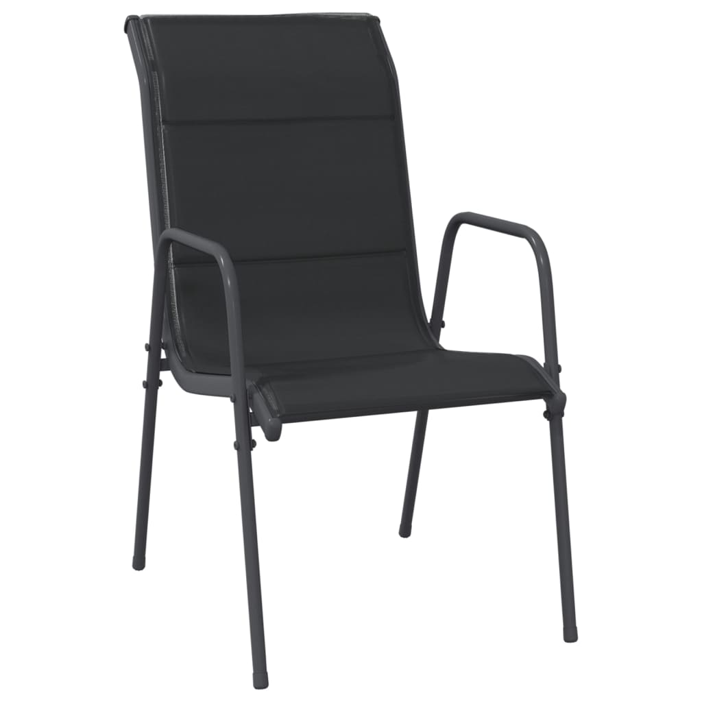 vidaXL Patio Chairs Outdoor Stack Chair for Patio Steel and Textilene Black-0