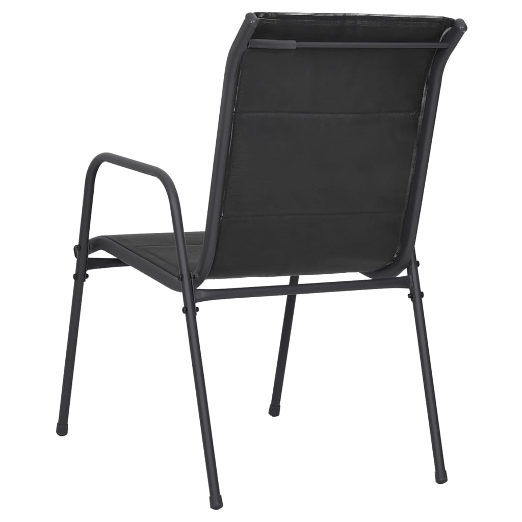 vidaXL Patio Chairs Outdoor Stack Chair for Patio Steel and Textilene Black-9