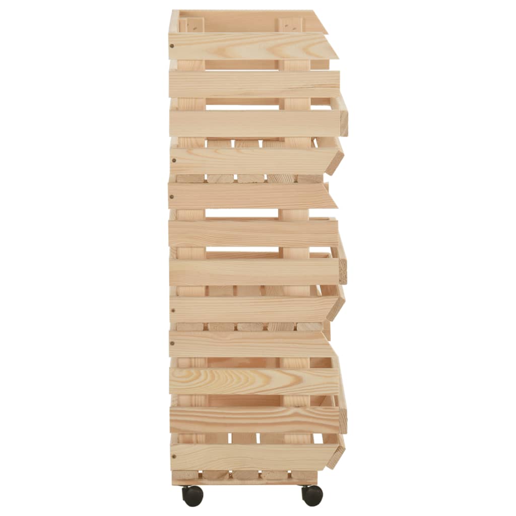 vidaXL Kitchen Cart Vegetable Storage Basket Rolling Cart Solid Wood Pine-20