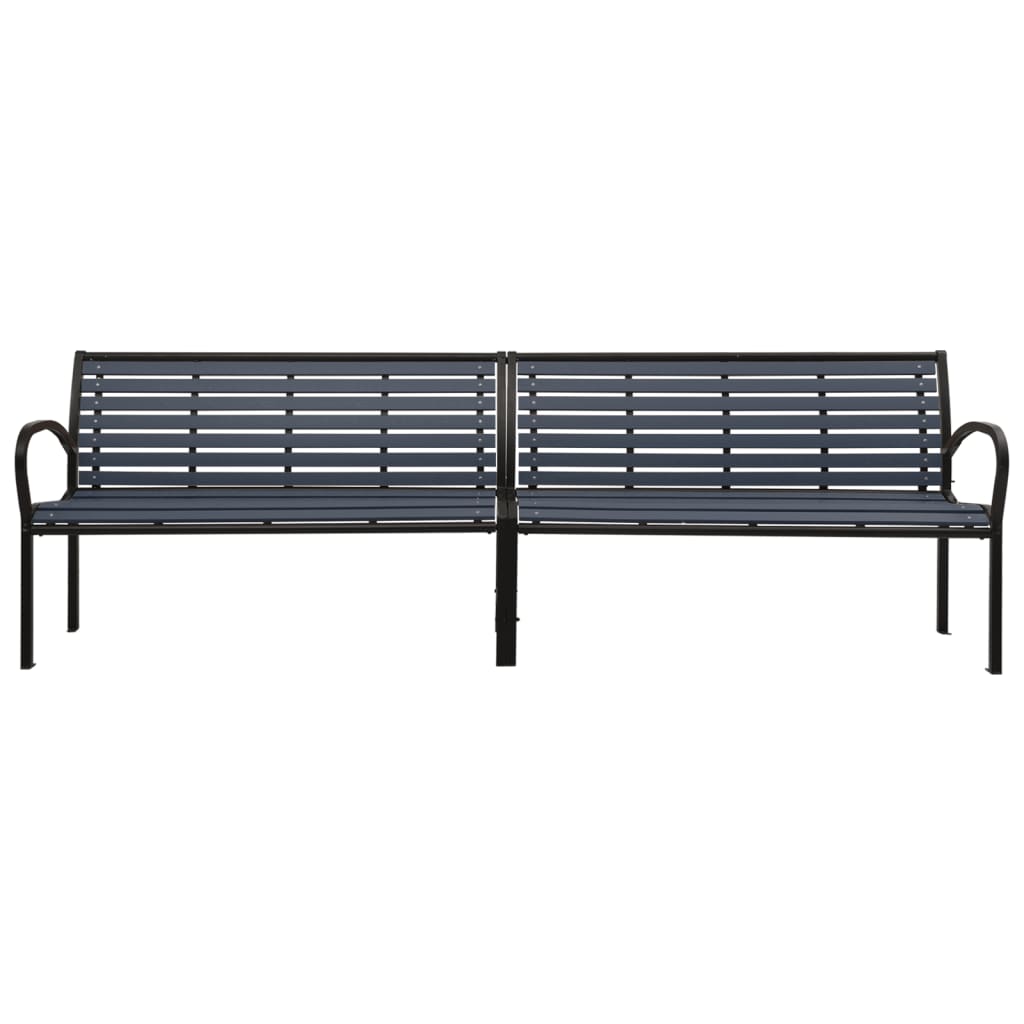 vidaXL Outdoor Patio Bench Garden Park Bench for Backyard Deck Steel and WPC-5