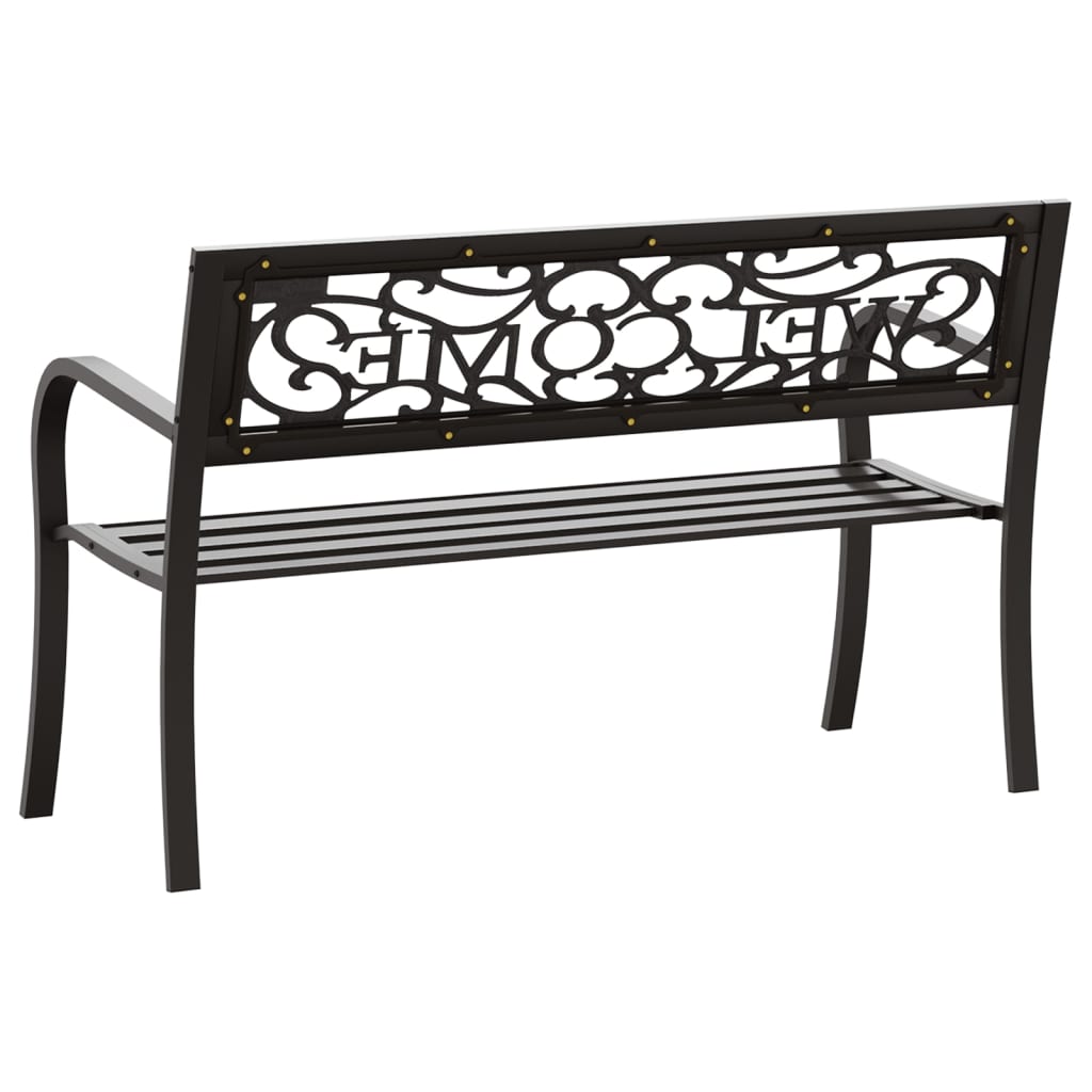 vidaXL Patio Bench 49.2" Steel Black-3