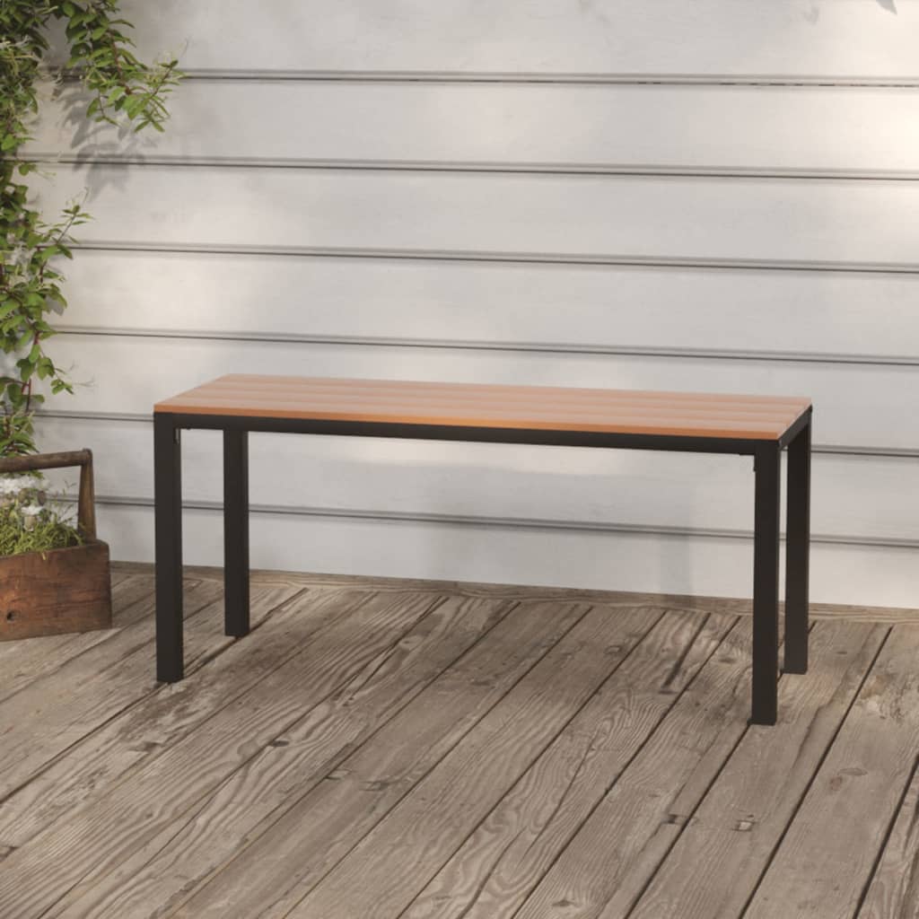 vidaXL Outdoor Patio Bench Garden Park Bench with Steel Frame Steel and WPC-6