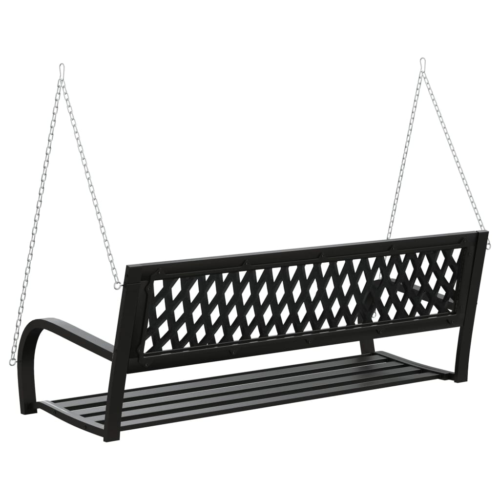 vidaXL Patio Swing Bench 49.2" Steel and Plastic Black-6