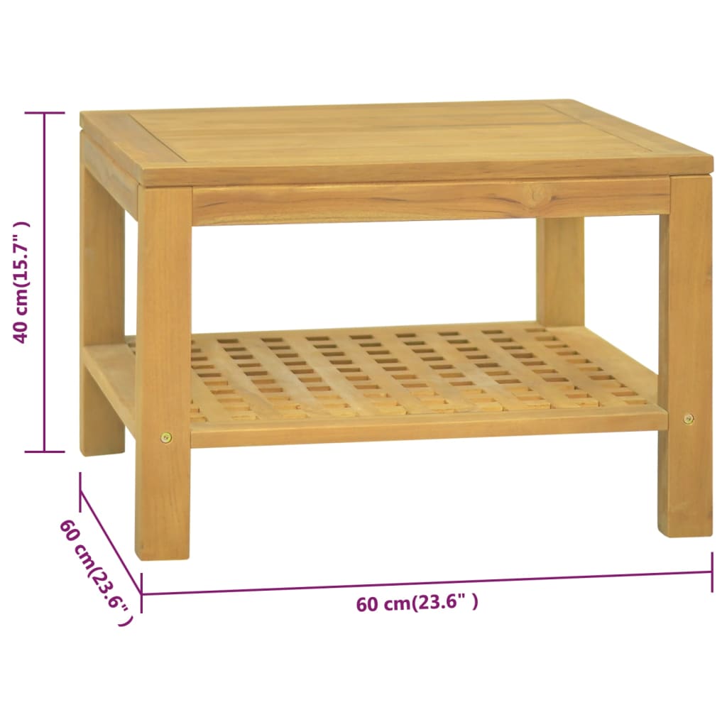 vidaXL Coffee Table 23.6"x23.6"x15.7" Solid Wood Teak-3