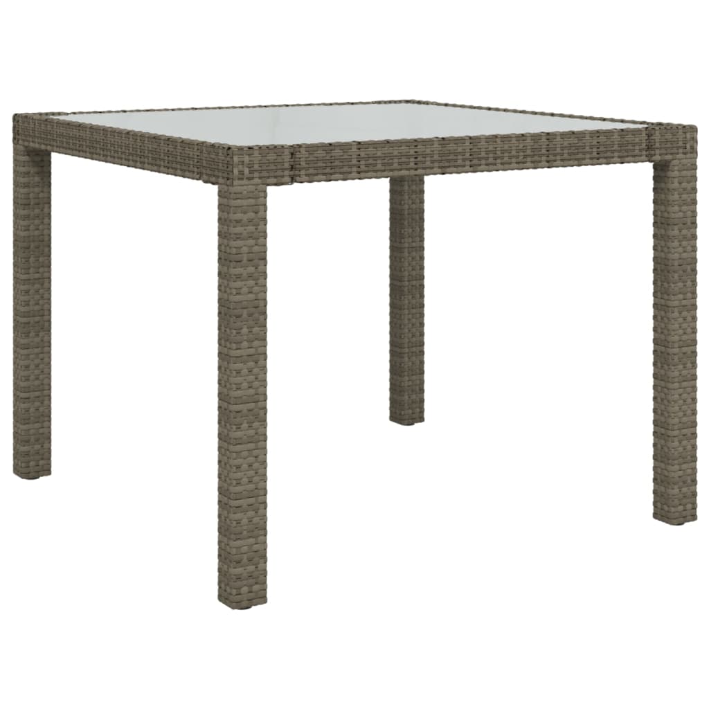 vidaXL Patio Table Tempered Glass and Poly Rattan Table 35.4"/59" Multi Colors-3