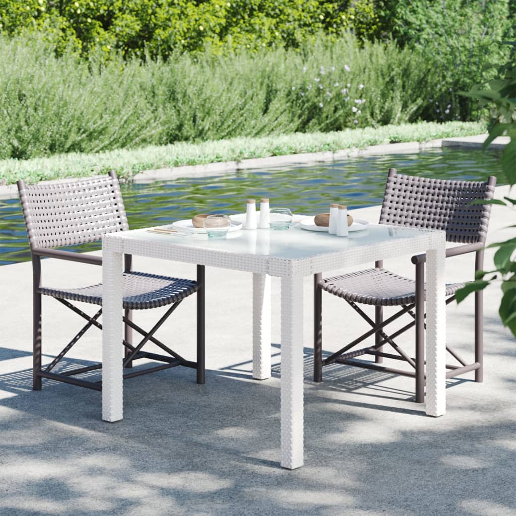 vidaXL Patio Table Tempered Glass and Poly Rattan Table 35.4"/59" Multi Colors-23