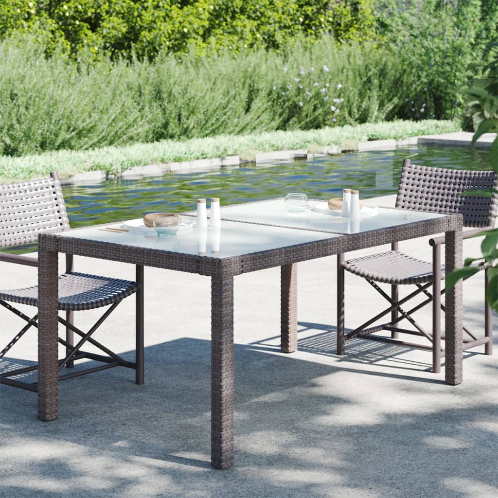 vidaXL Patio Table Tempered Glass and Poly Rattan Table 35.4"/59" Multi Colors-6