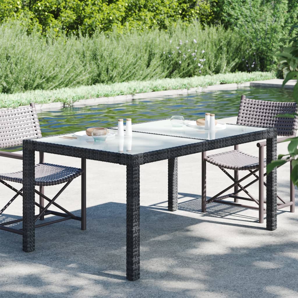 vidaXL Patio Table Tempered Glass and Poly Rattan Table 35.4"/59" Multi Colors-18