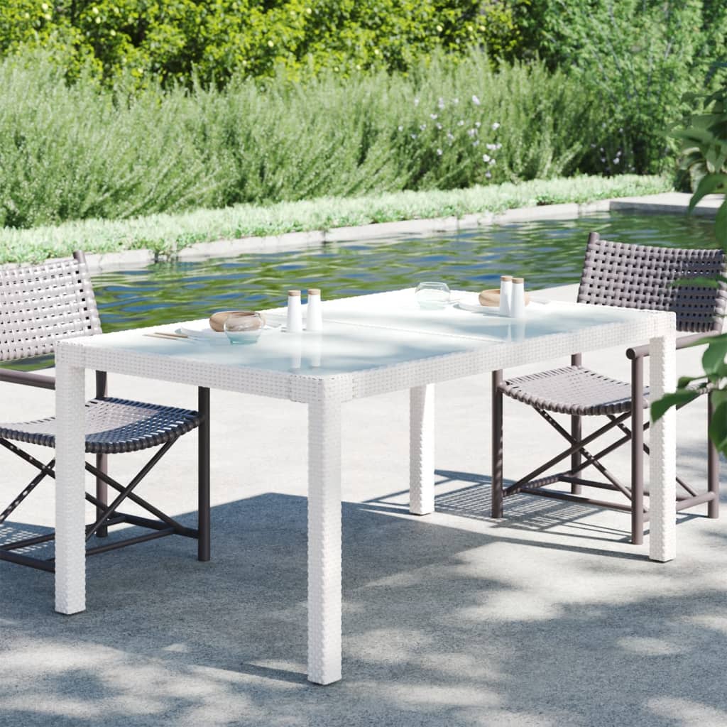 vidaXL Patio Table Tempered Glass and Poly Rattan Table 35.4"/59" Multi Colors-32