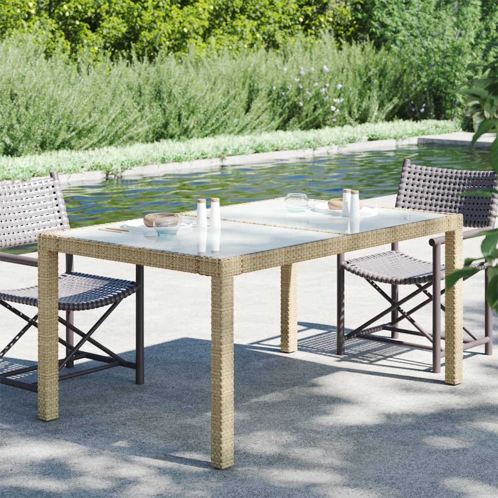 vidaXL Patio Table Tempered Glass and Poly Rattan Table 35.4"/59" Multi Colors-0