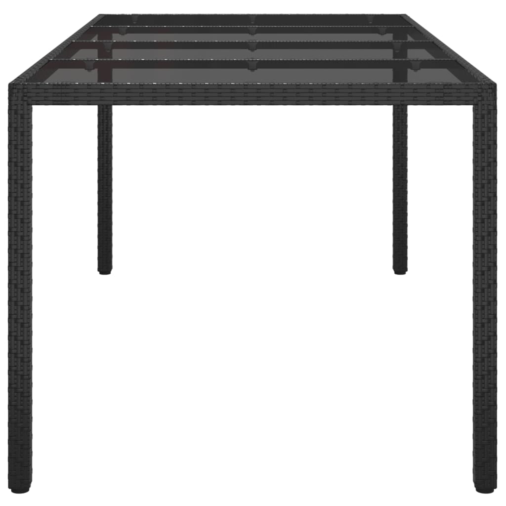 vidaXL Patio Table 74.8" Tempered Glass and Poly Rattan Table Multi Colors-12