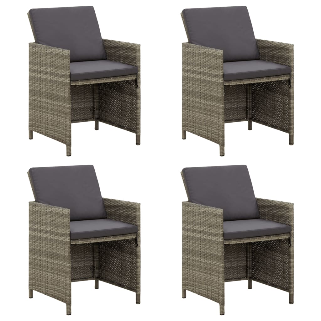 vidaXL Patio Chairs 4 Pcs Patio Dining Single Chair with Cushions Poly Rattan-2