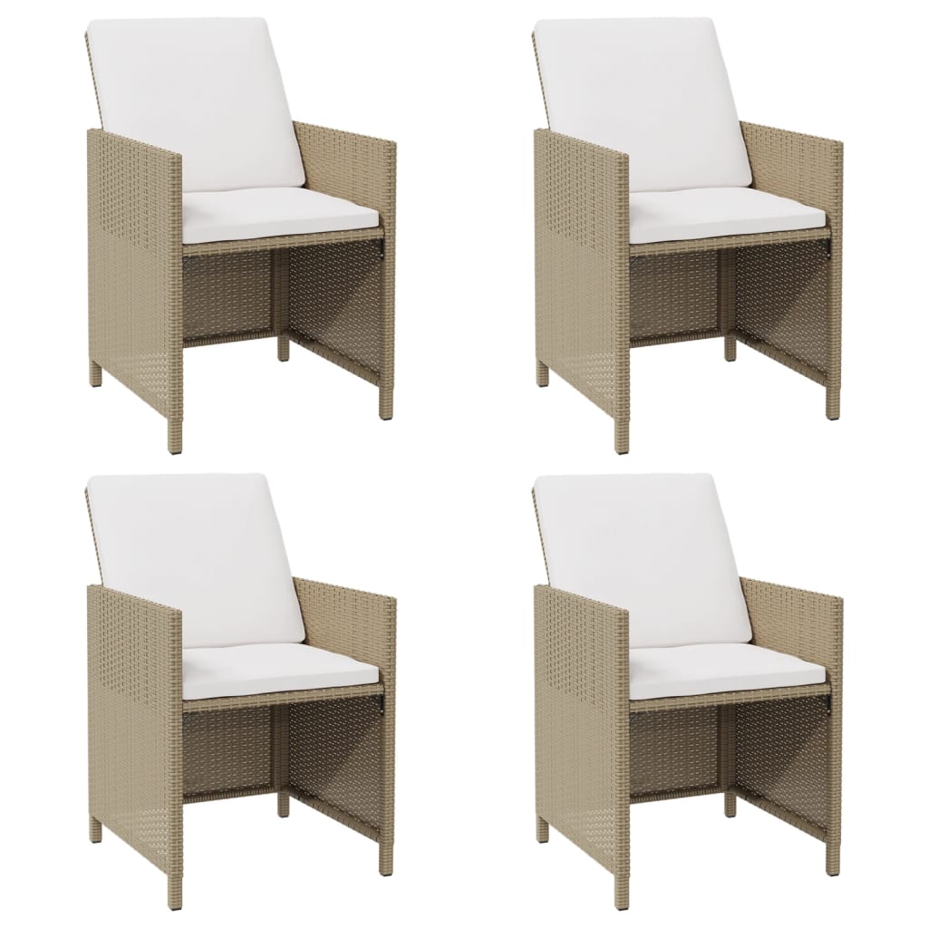 vidaXL Patio Chairs 4 Pcs Patio Dining Single Chair with Cushions Poly Rattan-7