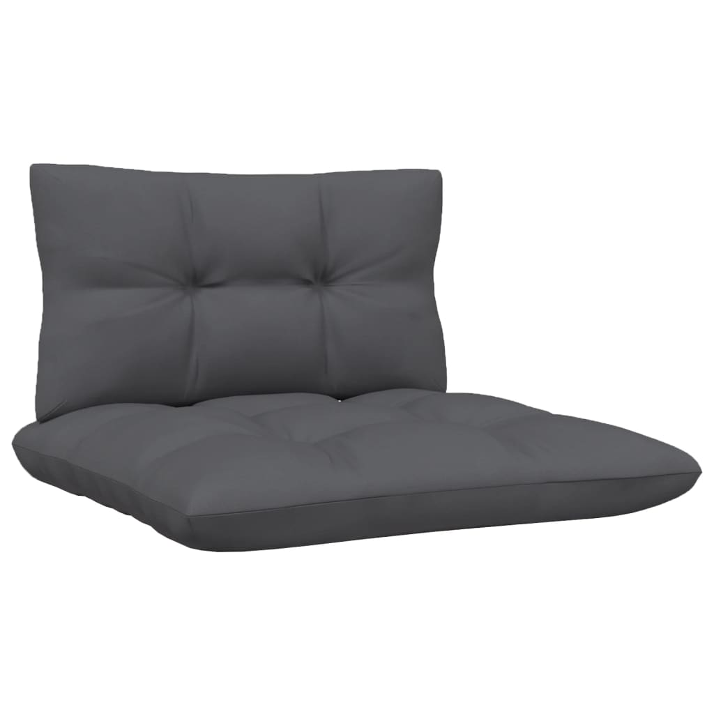 vidaXL Patio Middle Sofa with Anthracite Cushions Gray Solid Pinewood-3