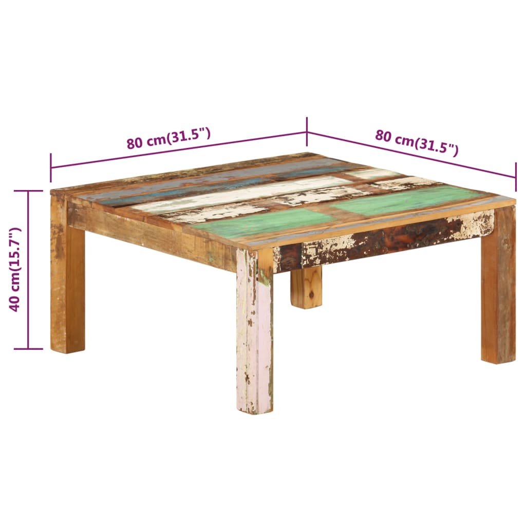 vidaXL Coffee Table 31.5"x31.5"x15.7" Solid Reclaimed Wood-5