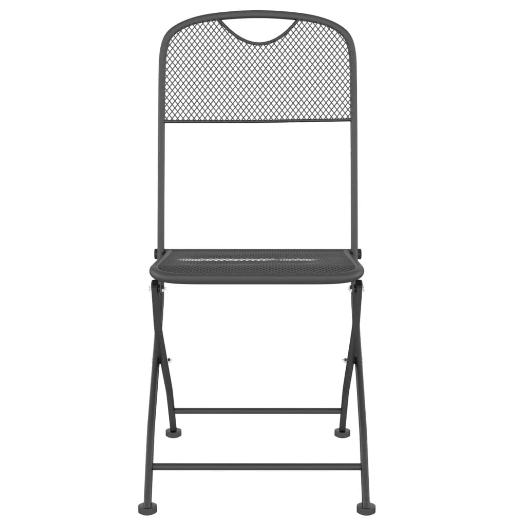 vidaXL 2/4x Folding Patio Chairs Expanded Metal Mesh Anthracite Garden Outdoor-11