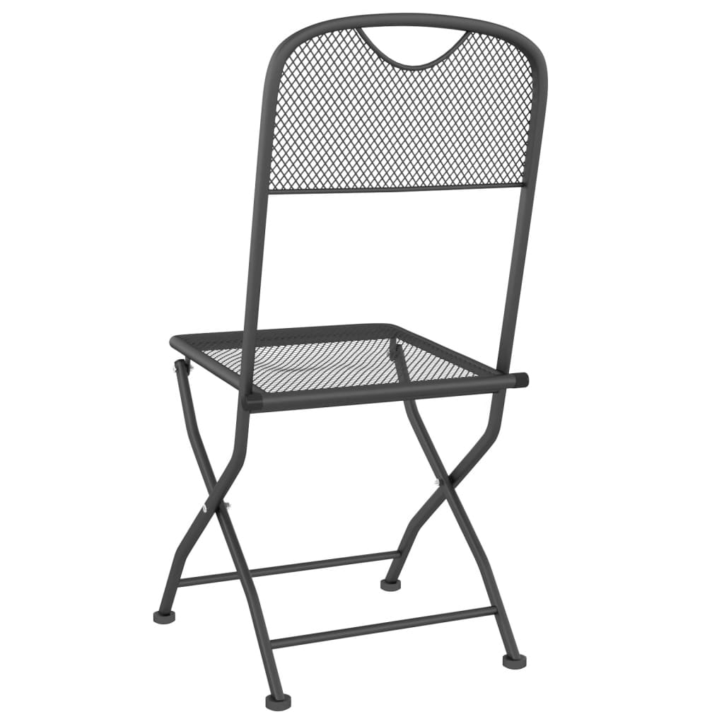 vidaXL 2/4x Folding Patio Chairs Expanded Metal Mesh Anthracite Garden Outdoor-14