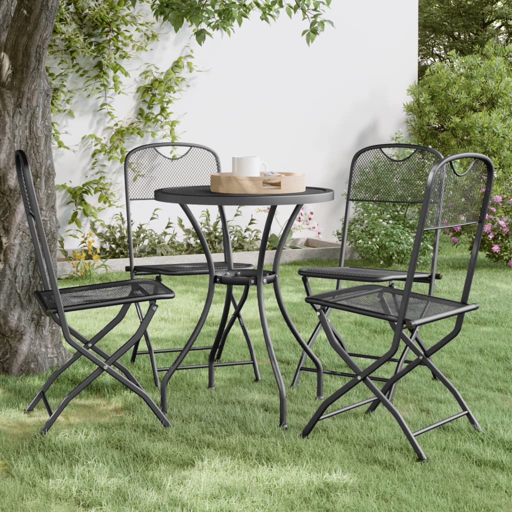 vidaXL 2/4x Folding Patio Chairs Expanded Metal Mesh Anthracite Garden Outdoor-0