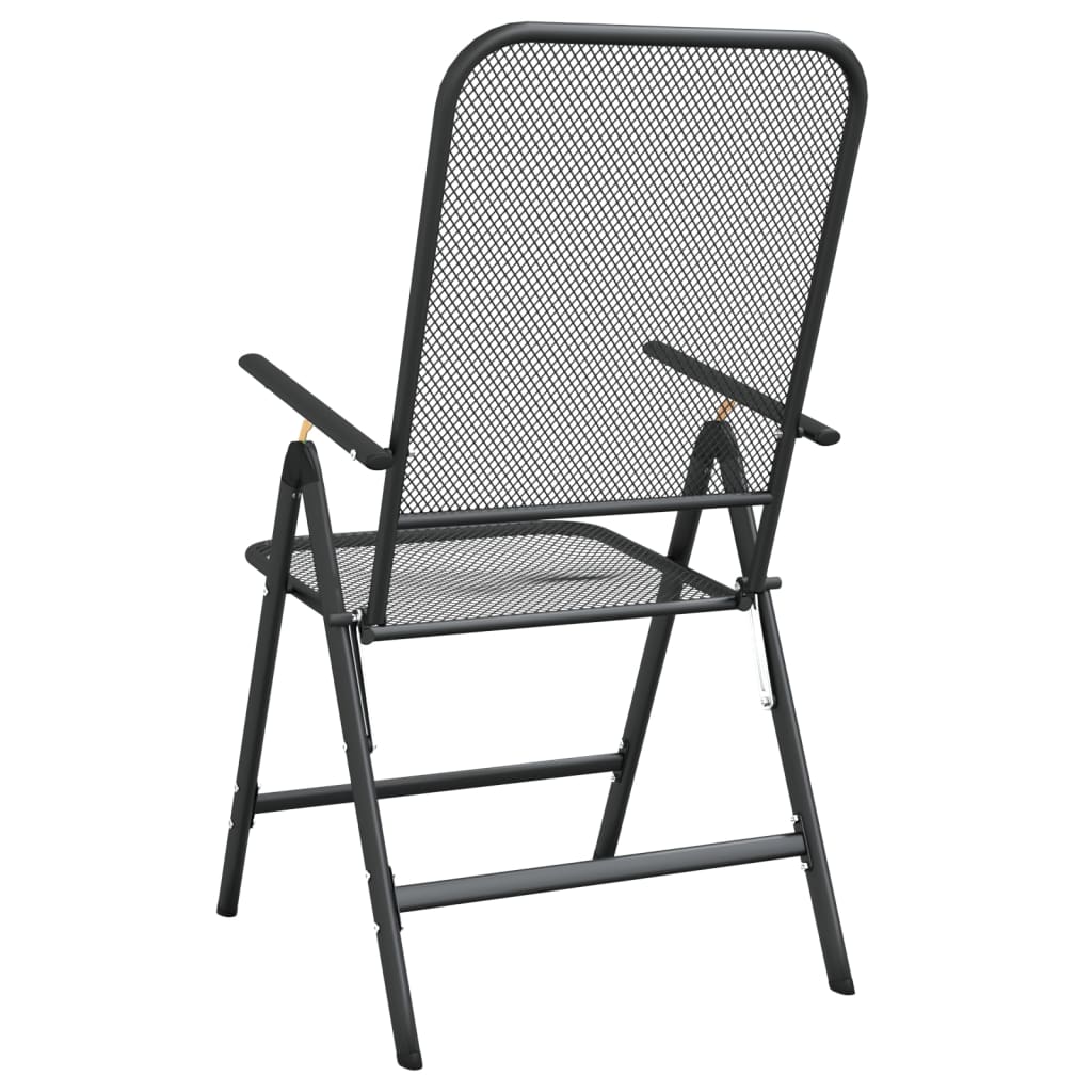 vidaXL Folding Patio Chairs 2 pcs Expanded Metal Mesh Anthracite-15