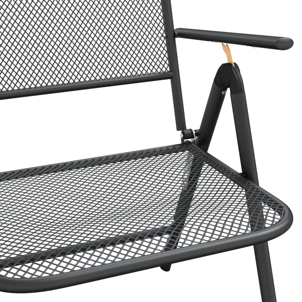 vidaXL Folding Patio Chairs 2 pcs Expanded Metal Mesh Anthracite-19