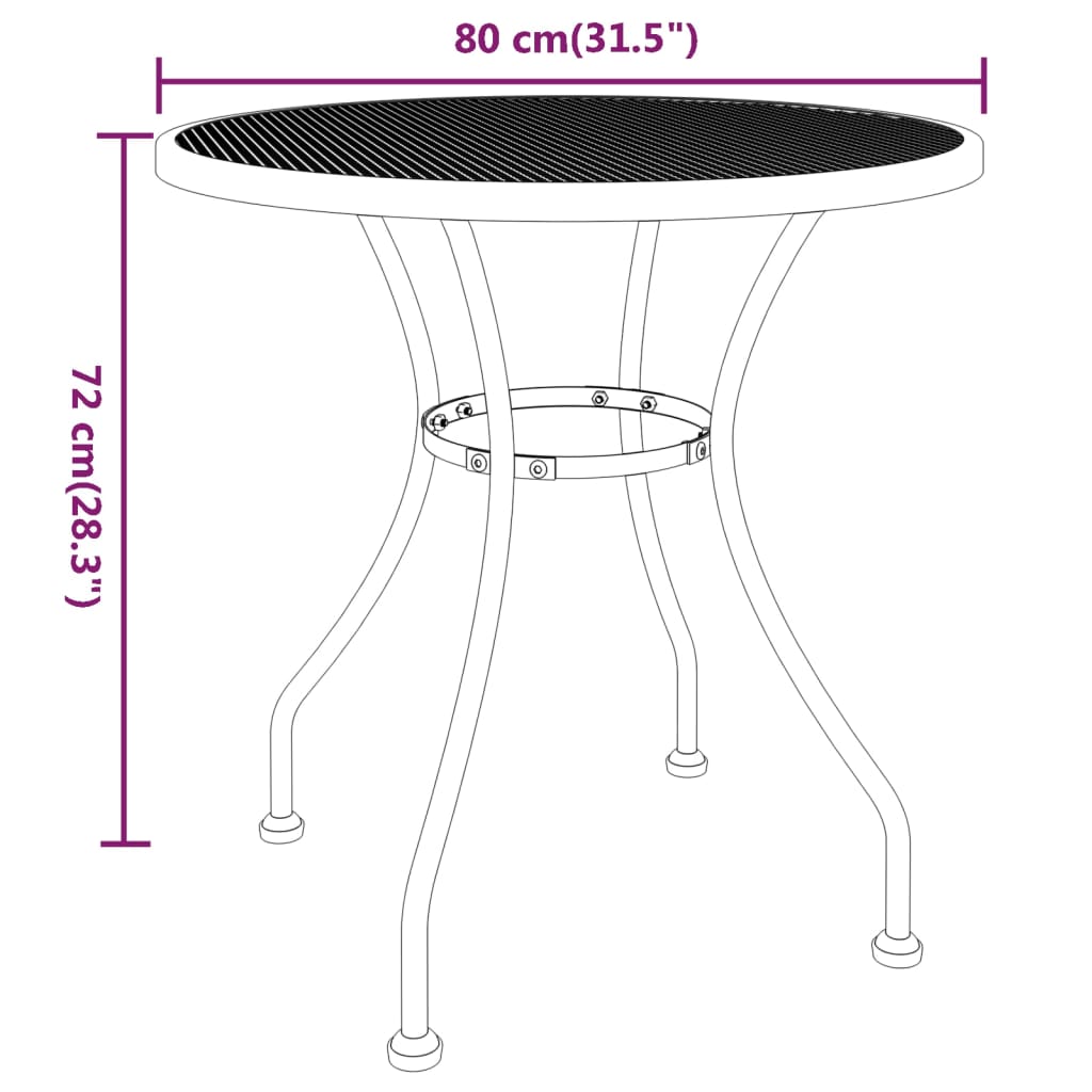 vidaXL Patio Table Expanded Metal Mesh Anthracite Ø 23.6"x28.3"/Ø 31.5"x28.3"-4