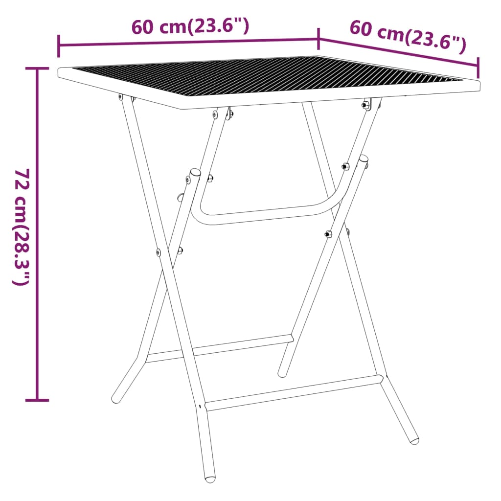 vidaXL Patio Table Expanded Metal Mesh 31.5"x31.5"x28.3"/23.6"x23.6"x28.3"-7