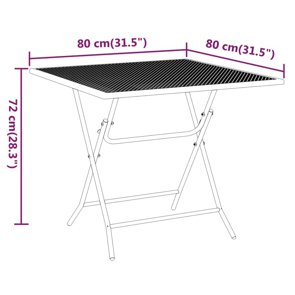 vidaXL Patio Table Expanded Metal Mesh 31.5"x31.5"x28.3"/23.6"x23.6"x28.3"-4