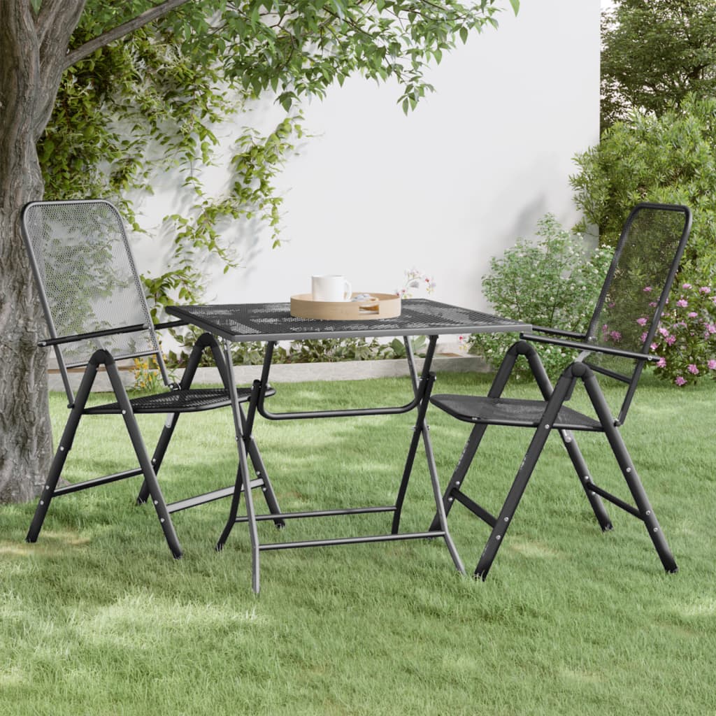 vidaXL Patio Table Expanded Metal Mesh 31.5"x31.5"x28.3"/23.6"x23.6"x28.3"-2