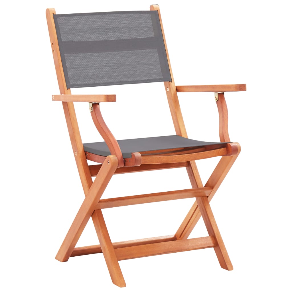 vidaXL Patio Folding Chairs Camping Chair Solid Wood Eucalyptus and Textilene-3