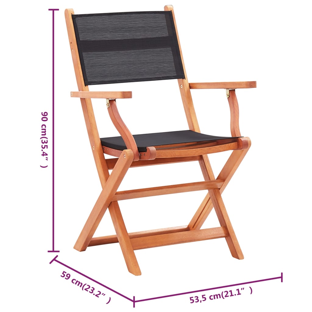 vidaXL Patio Folding Chairs Camping Chair Solid Wood Eucalyptus and Textilene-1