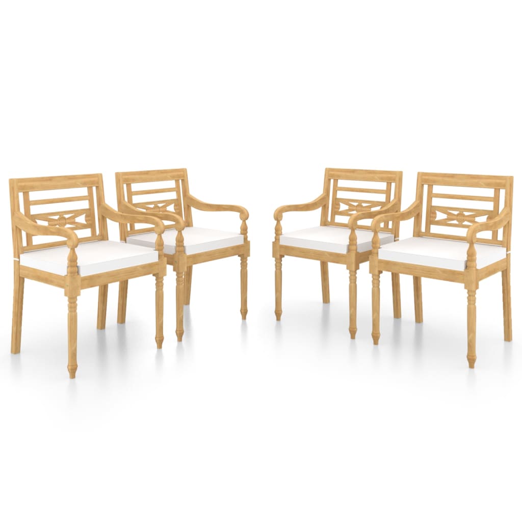 vidaXL Batavia Chairs Patio Garden Lounge Chair with Cushions Solid Wood Teak-4