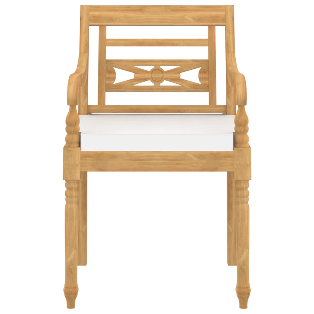 vidaXL Batavia Chairs Patio Garden Lounge Chair with Cushions Solid Wood Teak-48