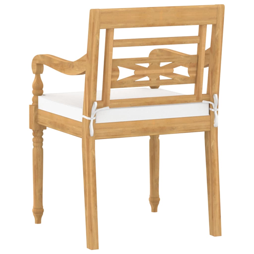 vidaXL Batavia Chairs Patio Garden Lounge Chair with Cushions Solid Wood Teak-62