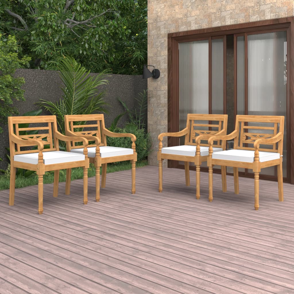 vidaXL Batavia Chairs Patio Garden Lounge Chair with Cushions Solid Wood Teak-11