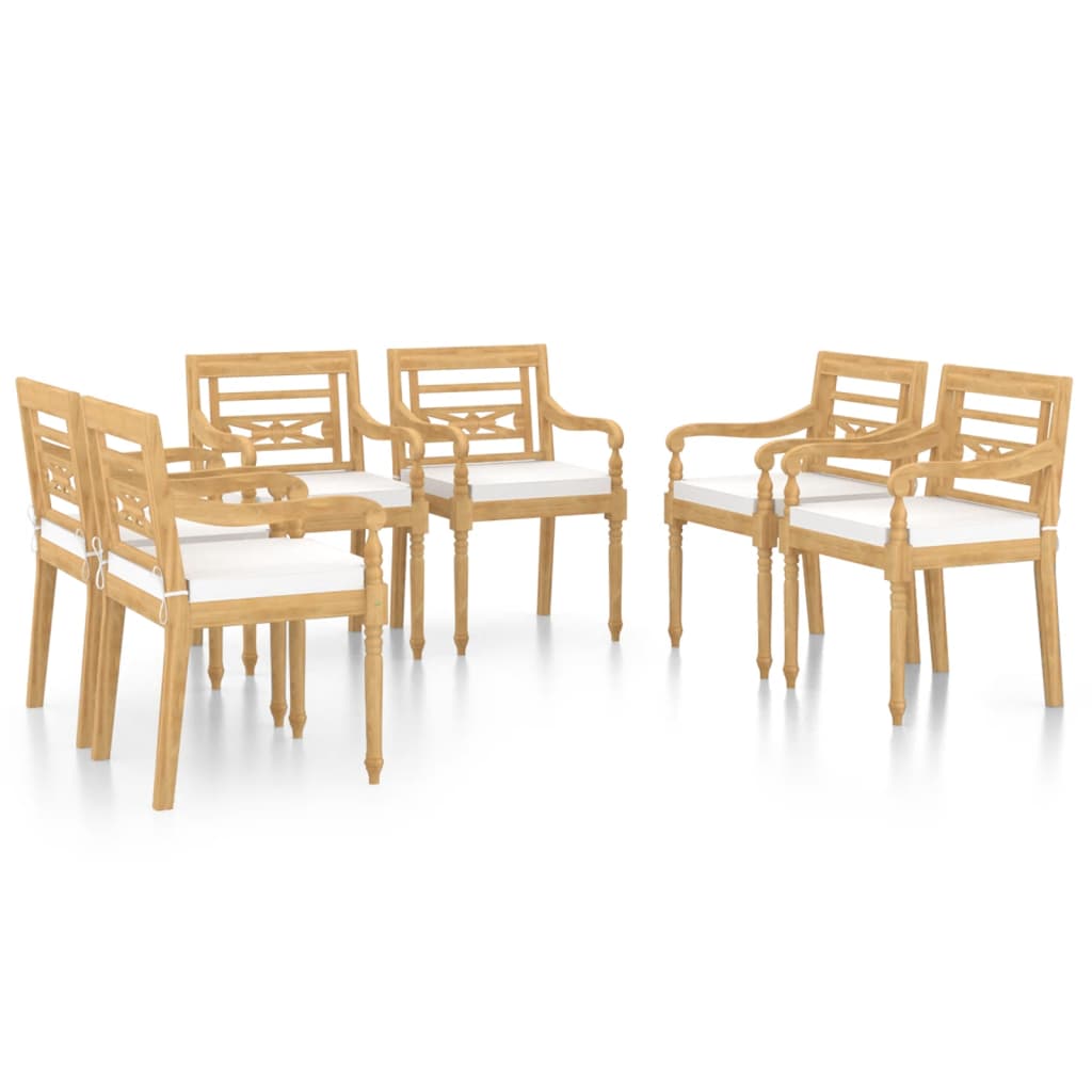 vidaXL Batavia Chairs Patio Garden Lounge Chair with Cushions Solid Wood Teak-32