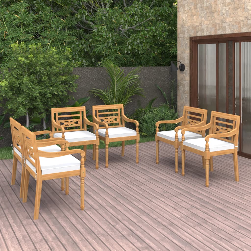vidaXL Batavia Chairs Patio Garden Lounge Chair with Cushions Solid Wood Teak-39