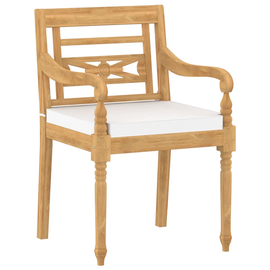 vidaXL Batavia Chairs Patio Garden Lounge Chair with Cushions Solid Wood Teak-45