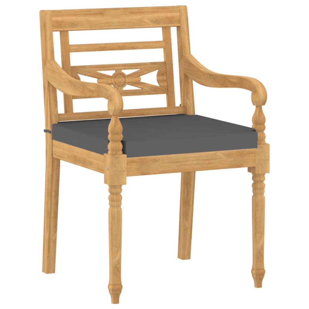 vidaXL Batavia Chairs Patio Garden Lounge Chair with Cushions Solid Wood Teak-6