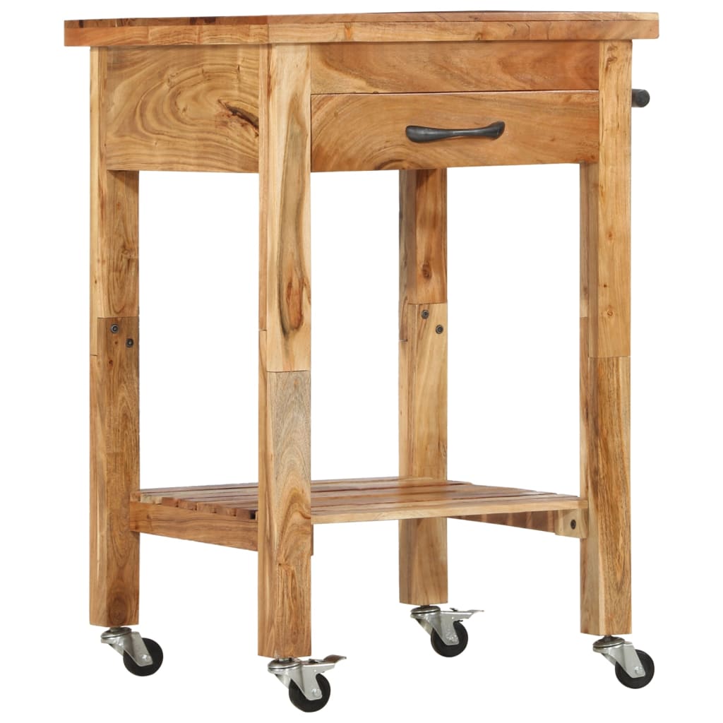 vidaXL Kitchen Trolley 22.8"x22.8"x35" Solid Wood Acacia-1