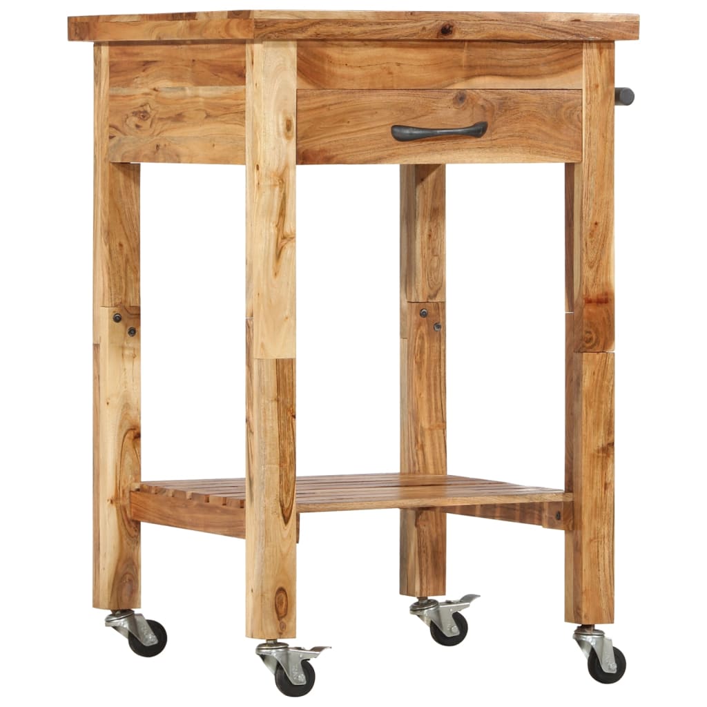 vidaXL Kitchen Trolley 22.8"x22.8"x35" Solid Wood Acacia-10