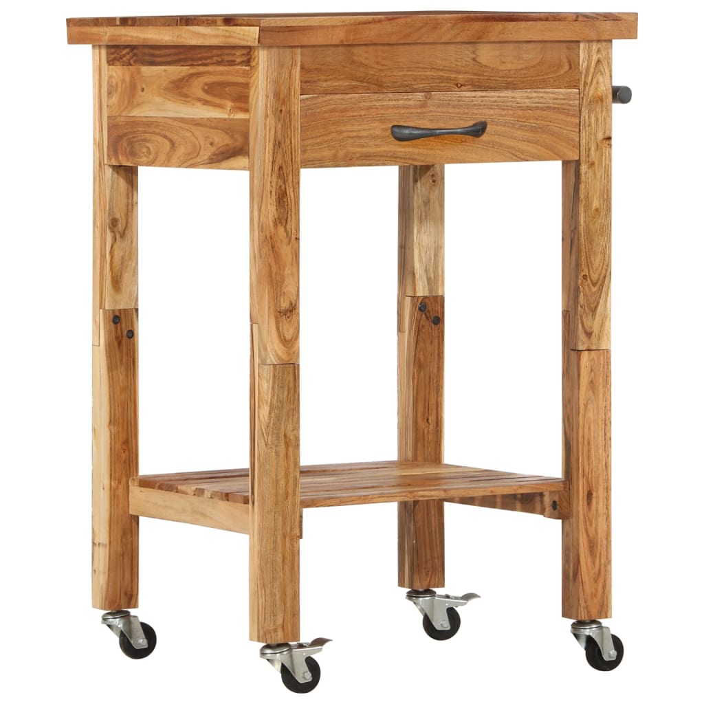 vidaXL Kitchen Trolley 22.8"x22.8"x35" Solid Wood Acacia-8