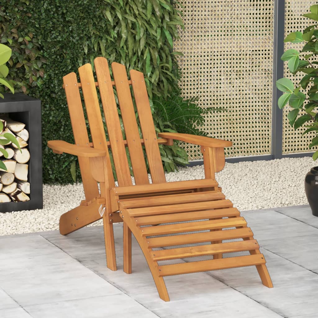 vidaXL Patio Adirondack Chair with Footrest Solid Wood Acacia-0