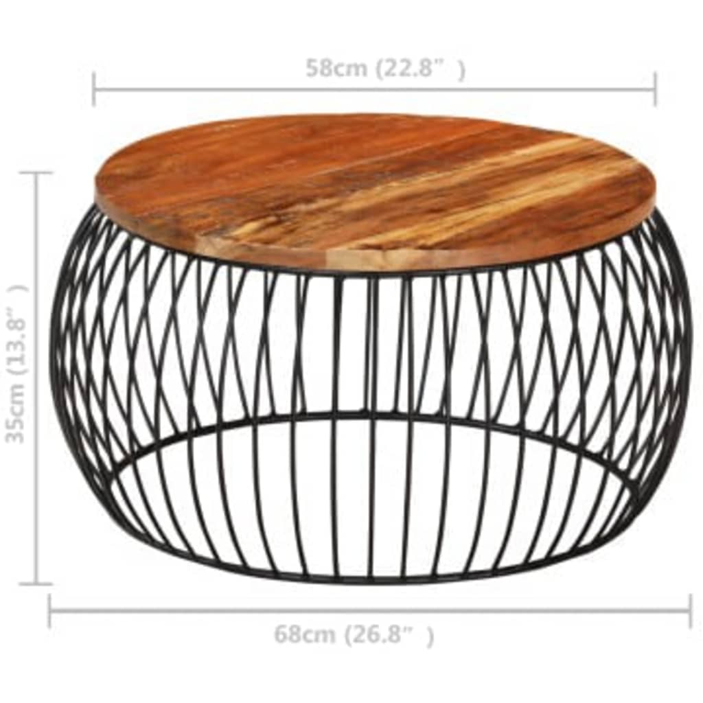 vidaXL Coffee Table Ø26.8" Solid Reclaimed Wood-5