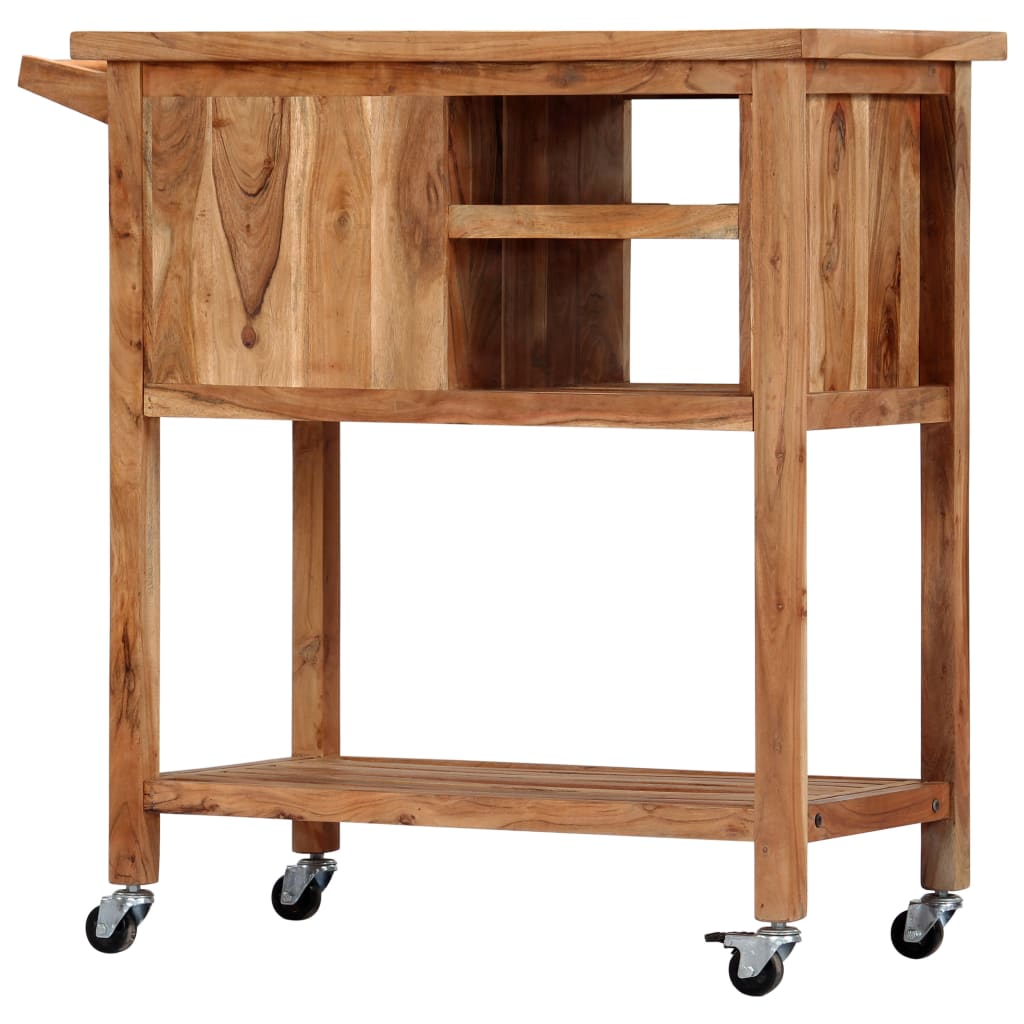 vidaXL Kitchen Trolley 31.5"x17.7"x35.8" Solid Wood Acacia-1