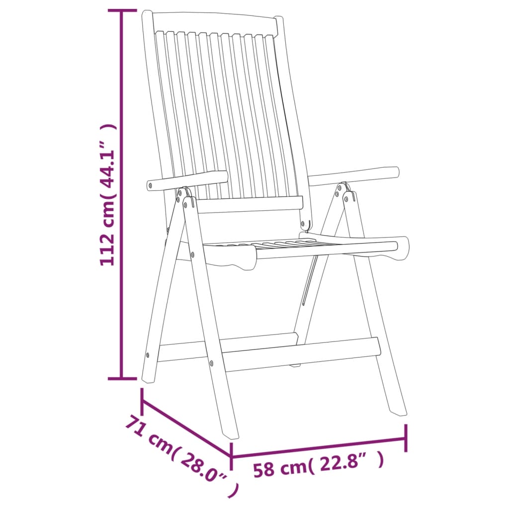 vidaXL Patio Folding Chairs Camping Garden Lawn Chair Solid Wood Eucalyptus-3