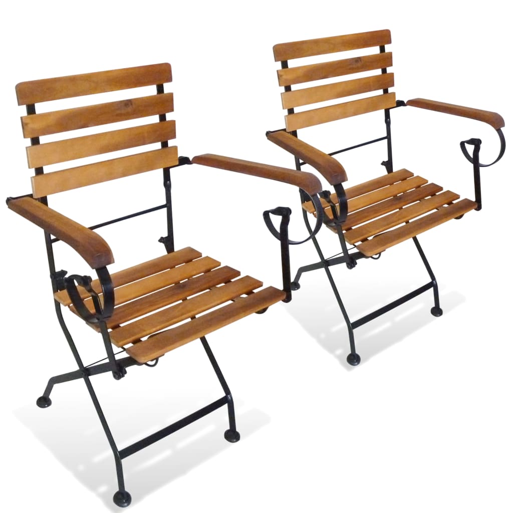 vidaXL Folding Patio Chairs 2 pcs Steel and Solid Wood Acacia-0