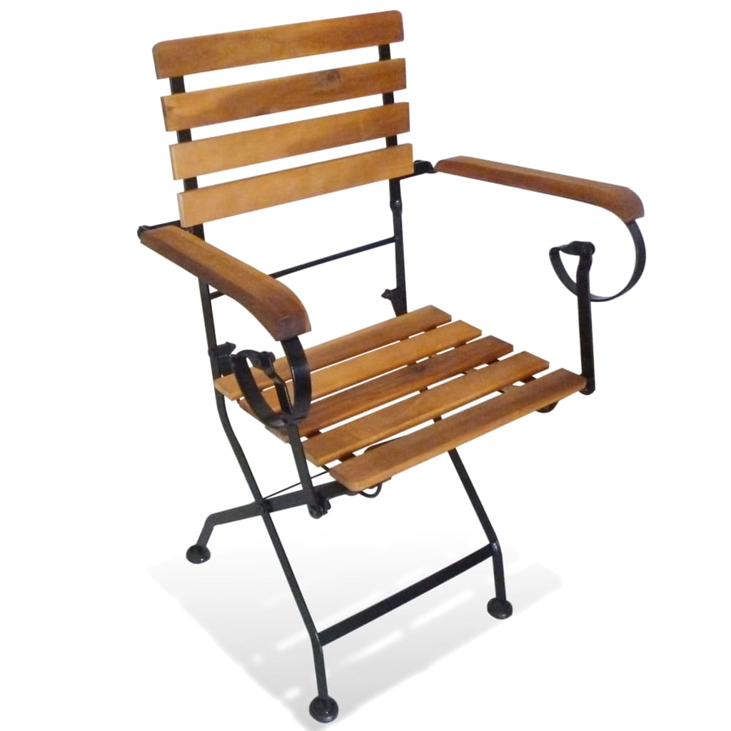 vidaXL Folding Patio Chairs 2 pcs Steel and Solid Wood Acacia-6