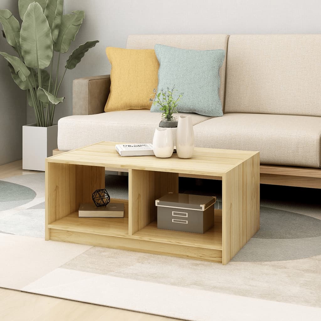 vidaXL Solid Pinewood Coffee Table 29.5"x13.2" Couch End Table Multi Colors-3